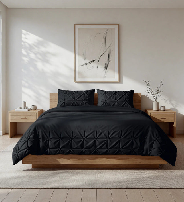 Dekbedovertrek Border Pintuck - Zwart
