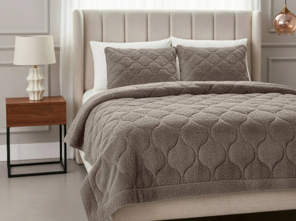 Lazy Dekbed Zonder Overtrek - Teddy - Taupe/Grijs