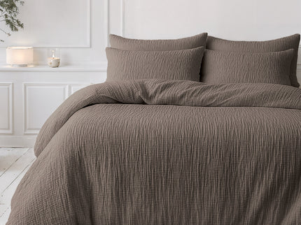 Lazy Dekbed Zonder Overtrek - Katoen Mousseline - Donker Taupe