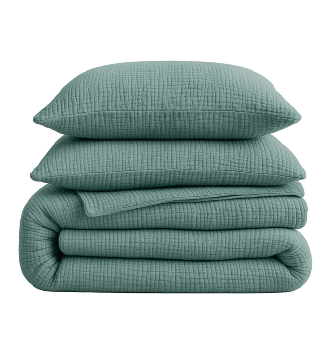 Lazy Dekbed Zonder Overtrek - Katoen Mousseline - Groen