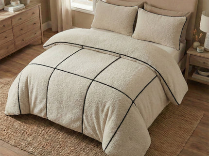 Dekbedovertrek Teddy Trim - Beige / Zwart