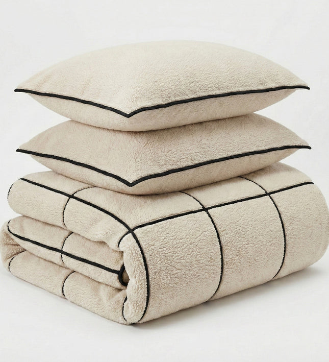 Dekbedovertrek Teddy Trim - Beige / Zwart