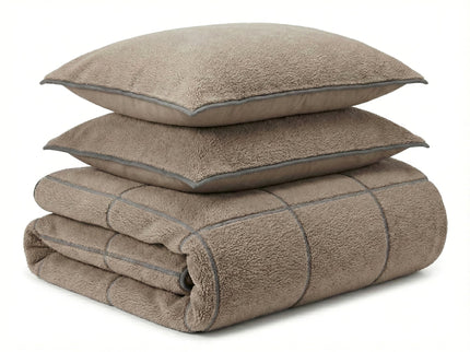 Dekbedovertrek Teddy Trim - Taupe / Antraciet