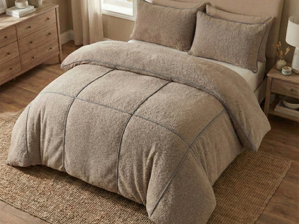 Dekbedovertrek Teddy Trim - Taupe / Antraciet