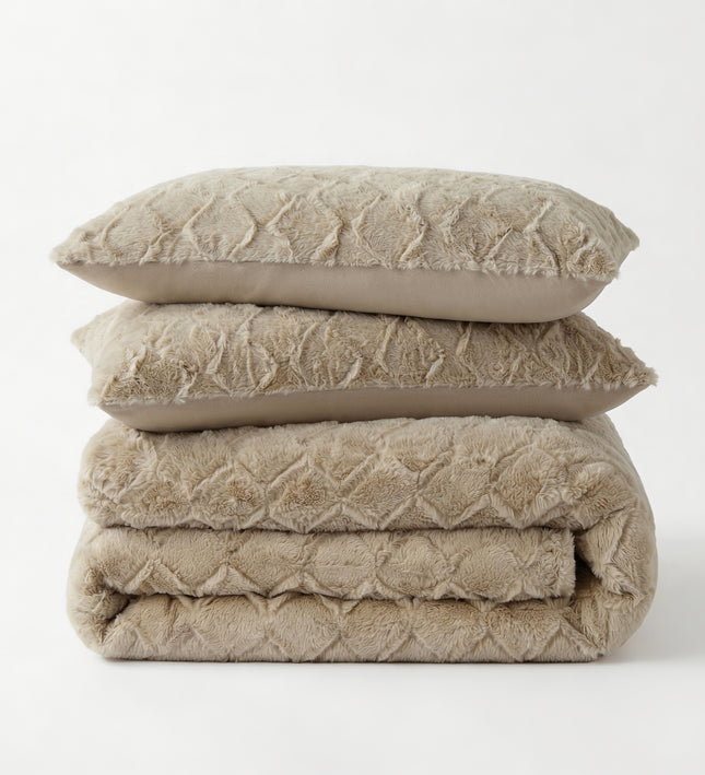 Dekbedovertrek Teddy Faux Fur Syon - Taupe