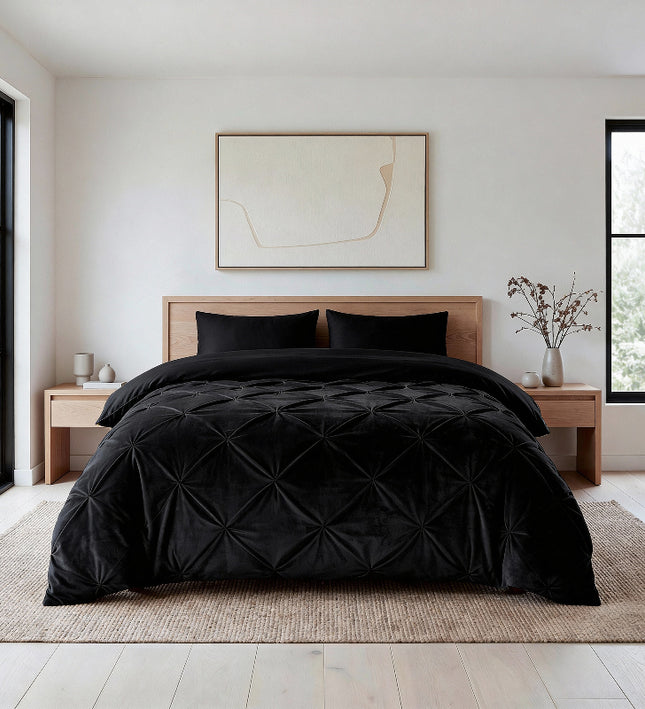 Lazy Dekbed Zonder Overtrek - Velvet Pintuck - Zwart