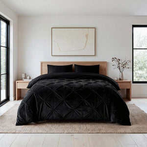 Lazy Dekbed Zonder Overtrek - Velvet Pintuck - Zwart