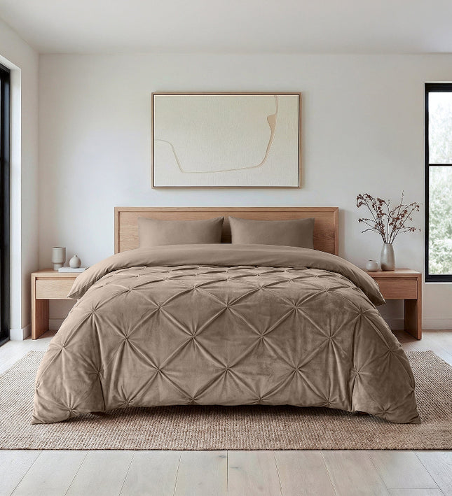 Lazy Dekbed Zonder Overtrek - Velvet Pintuck - Taupe