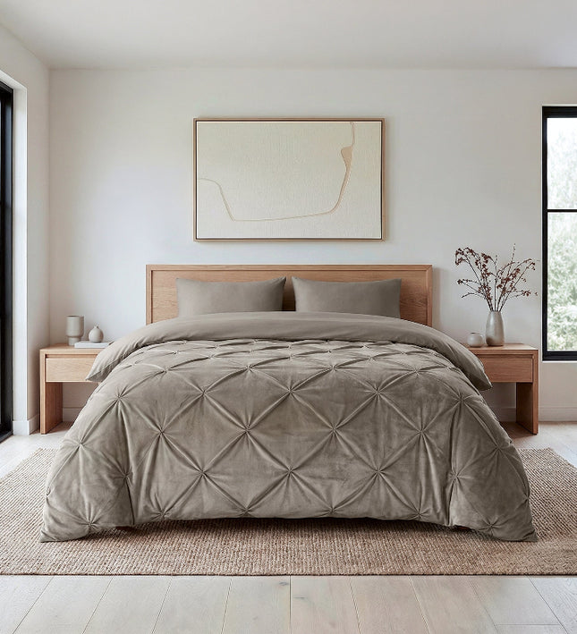 Lazy Dekbed Zonder Overtrek - Velvet Pintuck - Zand