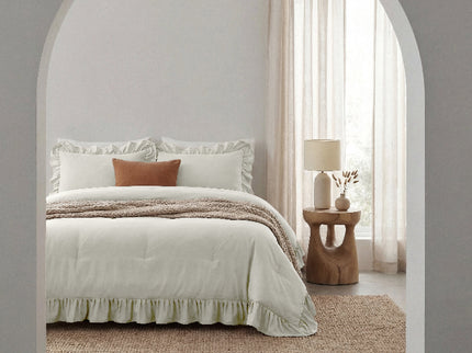 Lazy Dekbed Zonder Overtrek Ruffles - Off White