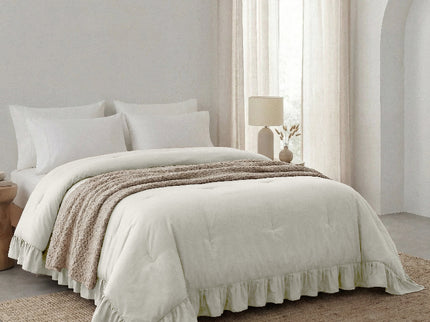 Lazy Dekbed Zonder Overtrek Ruffles - Off White