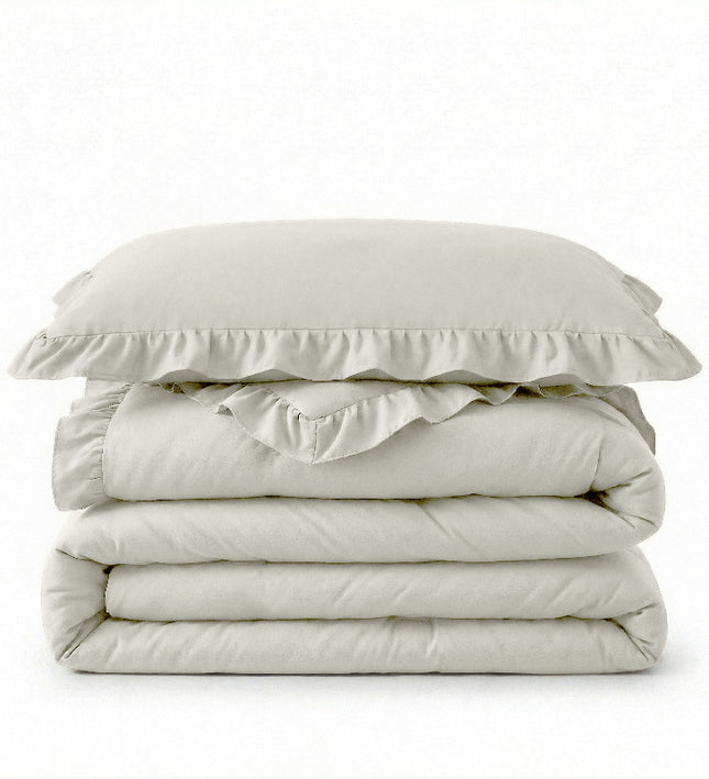 Lazy Dekbed Zonder Overtrek Ruffles - Off White