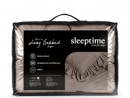 Lazy Dekbed Zonder Overtrek Ruffles - Taupe