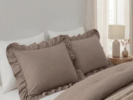 Lazy Dekbed Zonder Overtrek Ruffles - Taupe