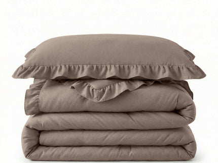 Lazy Dekbed Zonder Overtrek Ruffles - Taupe
