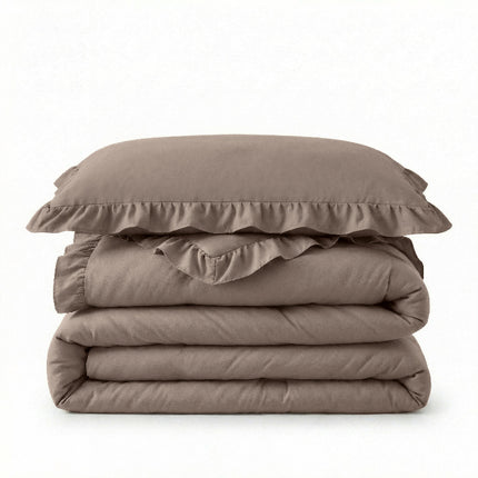 Lazy Dekbed Zonder Overtrek Ruffles - Taupe
