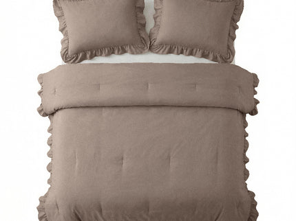 Lazy Dekbed Zonder Overtrek Ruffles - Taupe