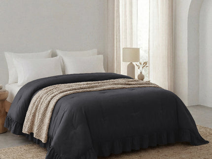 Lazy Dekbed Zonder Overtrek Ruffles - Antraciet