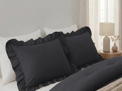 Lazy Dekbed Zonder Overtrek Ruffles - Antraciet