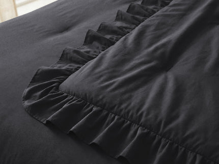Lazy Dekbed Zonder Overtrek Ruffles - Antraciet