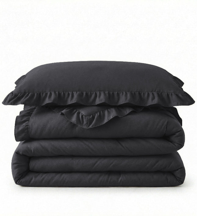 Lazy Dekbed Zonder Overtrek Ruffles - Antraciet