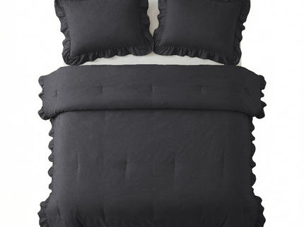 Lazy Dekbed Zonder Overtrek Ruffles - Antraciet