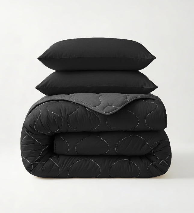 Lazy Dekbed Zonder Overtrek - Zwart/Antraciet