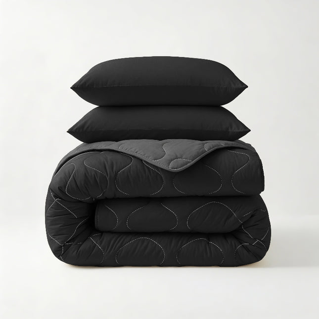 Lazy Dekbed Zonder Overtrek - Zwart/Antraciet