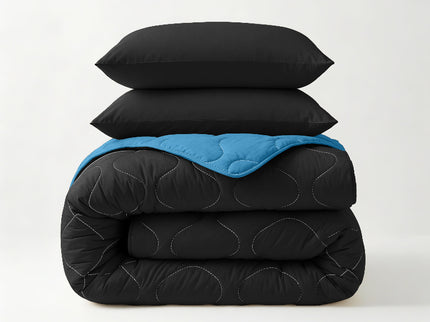 Lazy Dekbed Zonder Overtrek - Zwart/Blauw