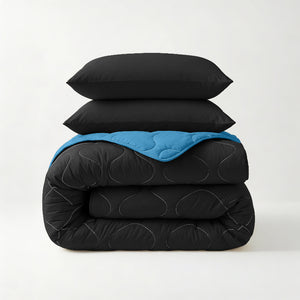 Lazy Dekbed Zonder Overtrek - Zwart/Blauw