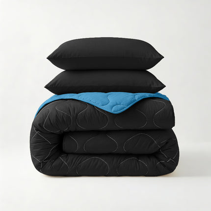 Lazy Dekbed Zonder Overtrek - Zwart/Blauw
