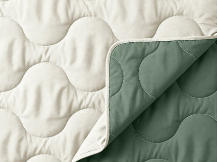 Lazy Dekbed Zonder Overtrek - Crème/Groen