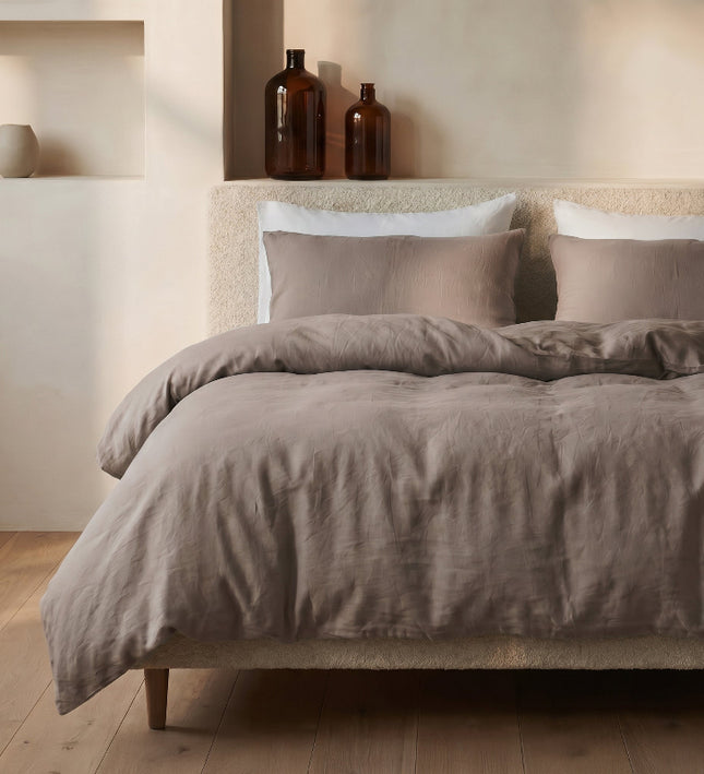Dekbedovertrek Katoen Stone Washed - Taupe