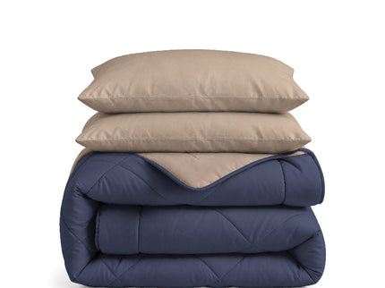 Easy Dekbed Zonder Overtrek Double Face - Navy/Beige