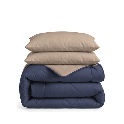 Easy Dekbed Zonder Overtrek Double Face - Navy/Beige
