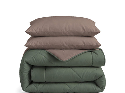 Easy Dekbed Zonder Overtrek Double Face - Groen/Taupe