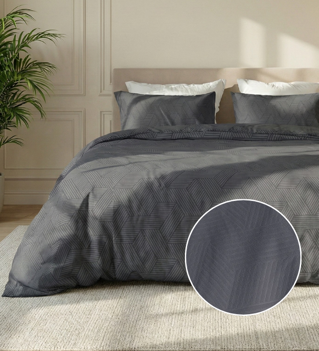 Dekbedovertrek Embossed Geometric - Antraciet