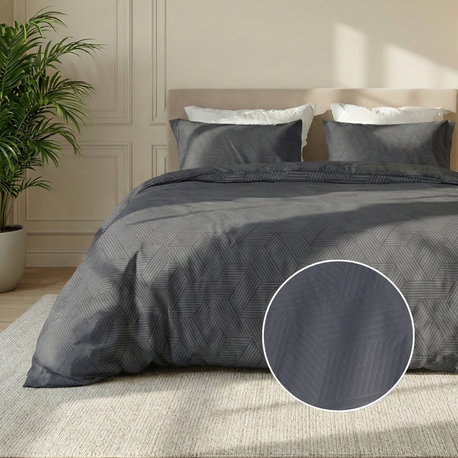Dekbedovertrek Embossed Geometric - Antraciet