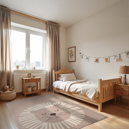 Vloerkleed Happy Lion Rechthoekig - Beige, creme