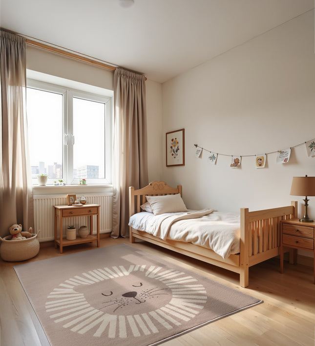 Vloerkleed Happy Lion Rechthoekig - Beige, creme