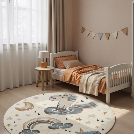 Vloerkleed Einhorn Rond - Creme Multicolor