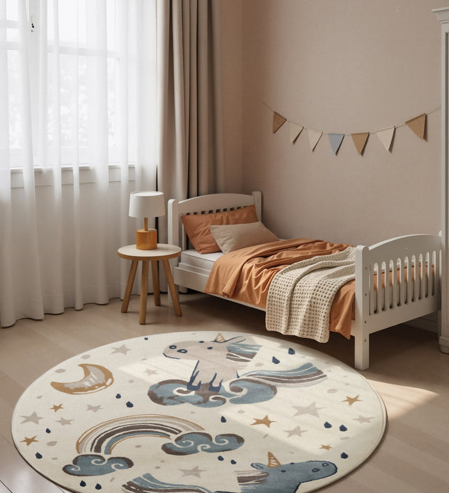 Vloerkleed Einhorn Rond - Creme Multicolor