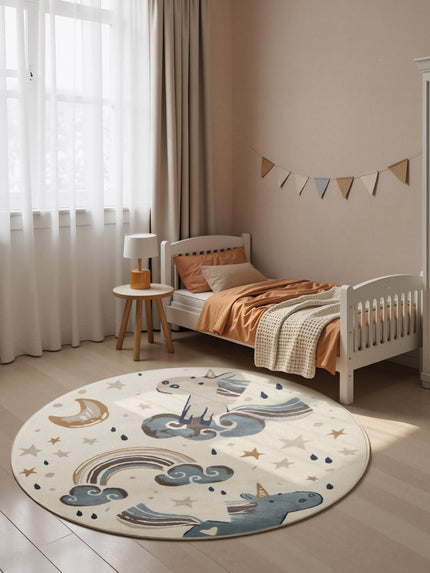 Vloerkleed Einhorn Rond - Creme Multicolor