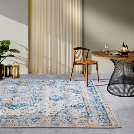 Vloerkleed Teppich Rene Rechthoekig - Crème/Blauw