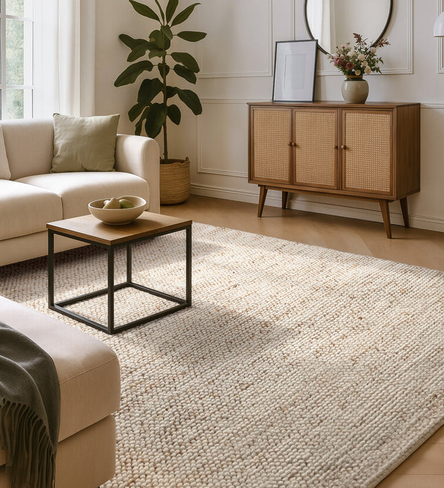 Vloerkleed Peas Rechthoekig - Creme beige
