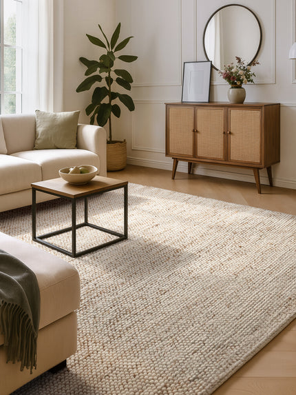Vloerkleed Peas Rechthoekig - Creme beige