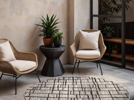 Vloerkleed Crouch Rond - Zwart Wit