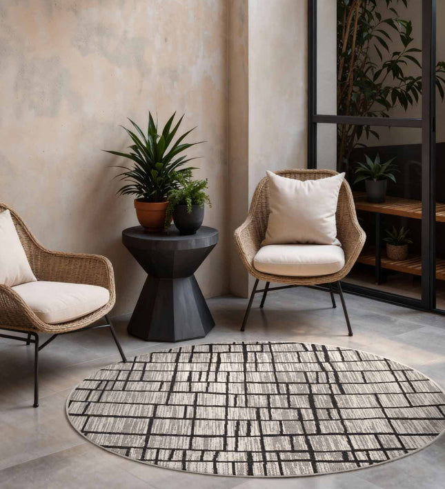 Vloerkleed Crouch Rond - Zwart Wit