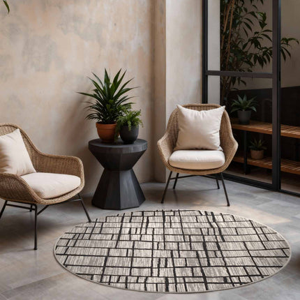 Vloerkleed Crouch Rond - Zwart Wit