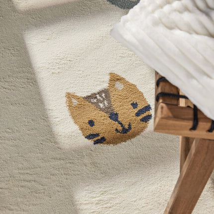 Vloerkleed Tiny Zoo Rechthoekig - Creme Multicolor